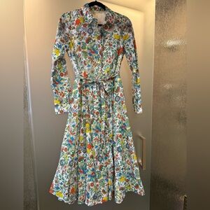 Boden Multicolor Floral Long Sleeve Midi Dress